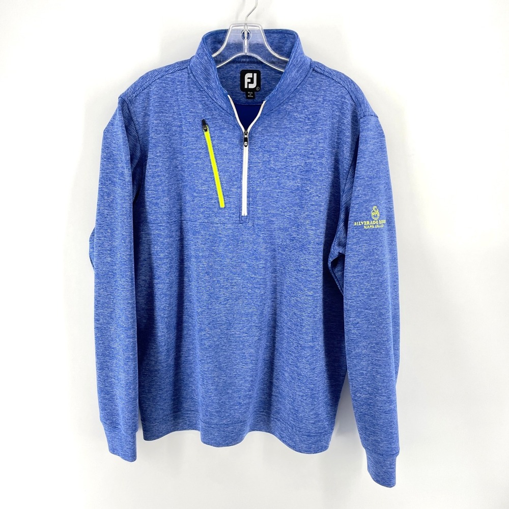 FootJoy Mens Large Blue Striped 1/4 Zip Pullover Silverado Resort Napa Valley